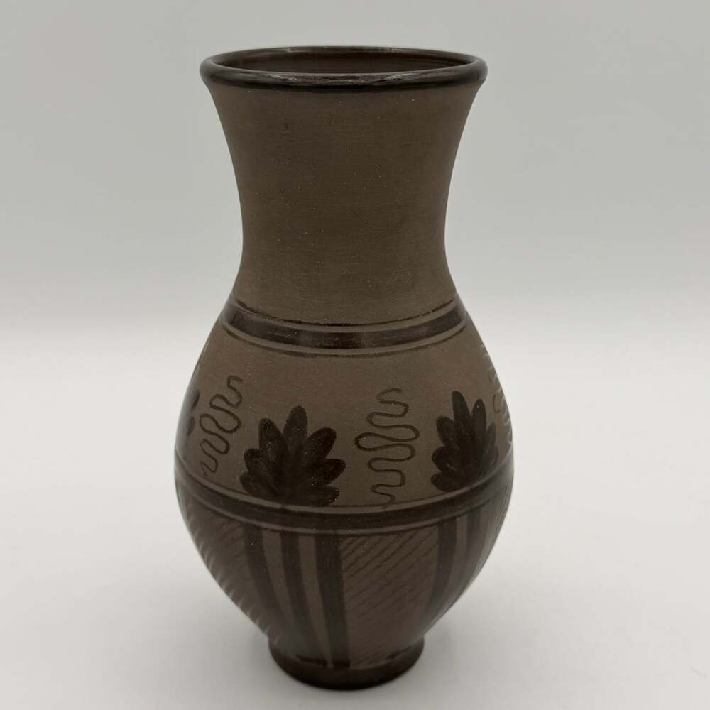 Signed Studio Art Hungarian Black Pottery Vase
